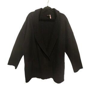 Eileen Fisher Women's Charcoal 100% Wool Open Front Pockets Cardigan Size 2X